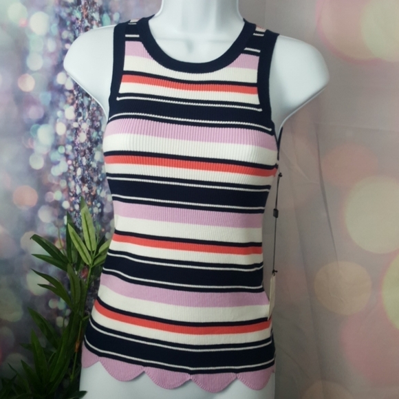 Laundry by Shelli Segal black striped ribbed tank - Picture 2 of 7